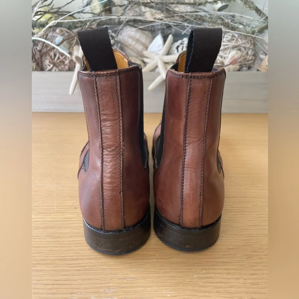 OTISOPSE BROWN LEATHER ANKLE BOOTS SIZE EU 43 US 10 ITALY